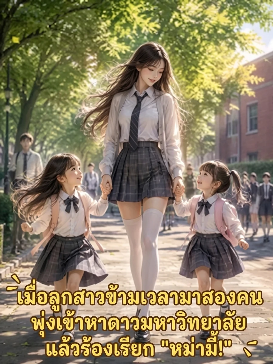 เมื่อลูกสาวข้ามเวลามาสองคน พุ่งเข้าหาดาวมหาวิทยาลัยแล้วร้องเรียก "หม่ามี้!"