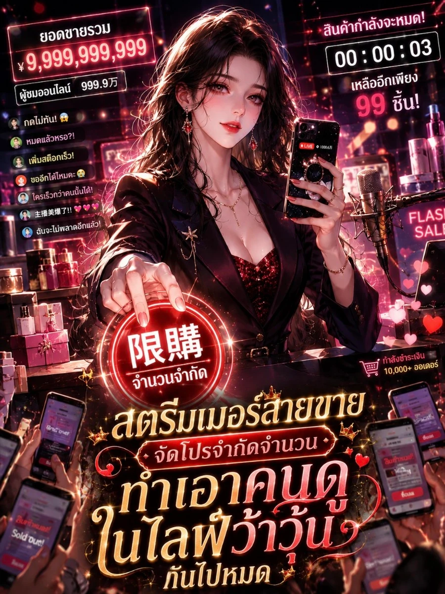 สตรีมเมอร์สายขายจัดโปรจำกัดจำนวน ทำเอาคนดูในไลฟ์ว้าวุ่นกันไปหมด